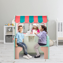 INFANS 2 in 1 Kids Play Kitchen and Restaurant, Double Sided Toddler Wooden Pretend Cooking Set with Stove Sink Microwave Storage Cabinet INFANS