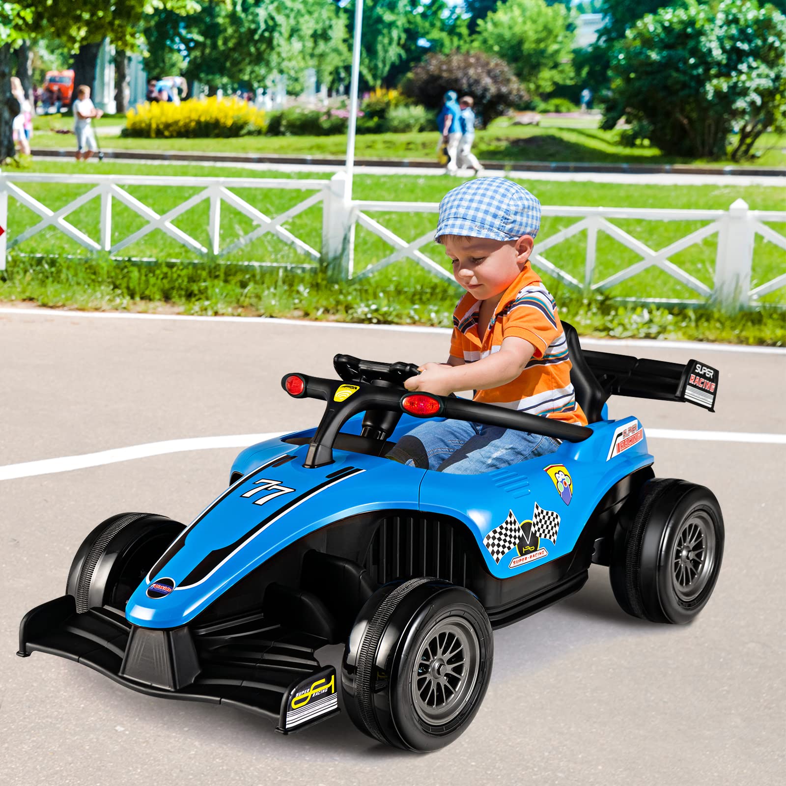 INFANS Kids Ride on Car, 12V F1 Racing Electric Vehicle for Toddlers with Control Remote