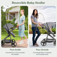 INFANS 2 in 1 Baby Stroller, Convertible Stroller, Foldable High Landscape Shock Absorption with Reversible Seat