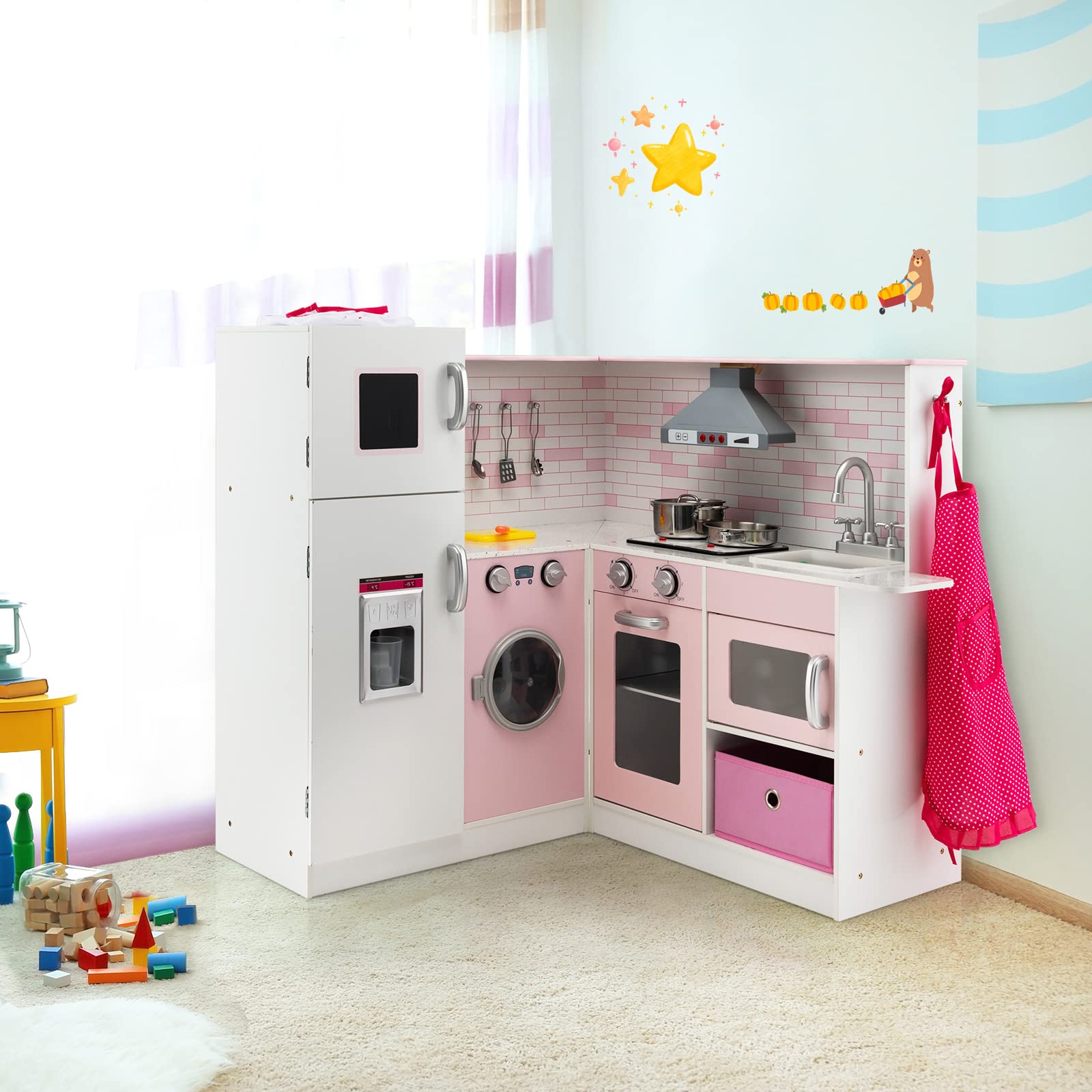 Wooden Play Kitchen for Toddlers with Sound