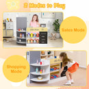 INFANS Kids Grocery Store Playset, Wooden Supermarket Toy Set with Cash Register, Vending Machine, Pretend Play Store