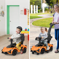 INFANS 3 in 1 Ride on Push Car, Licensed Lamborghini Baby Stroller Sliding Walking Car with Push Handle