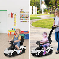 INFANS 3 in 1 Ride on Push Car, Licensed Lamborghini Baby Stroller Sliding Walking Car with Push Handle