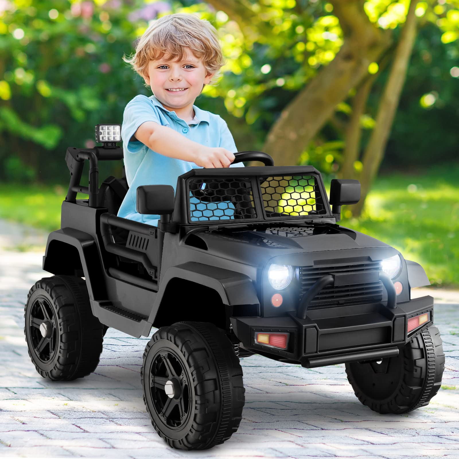 12V Electric Vehicle Car with Remote Control, Toddlers Battery Powered Toy with 2 Speeds, Spring Suspension INFANS