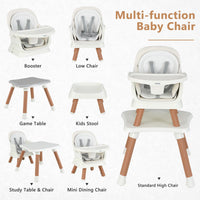 INFANS 8 in 1 Baby High Chair, Convertible Highchair for Babies and Toddlers, Infant Dining Booster Seat, Kids Stool Table Chair Set