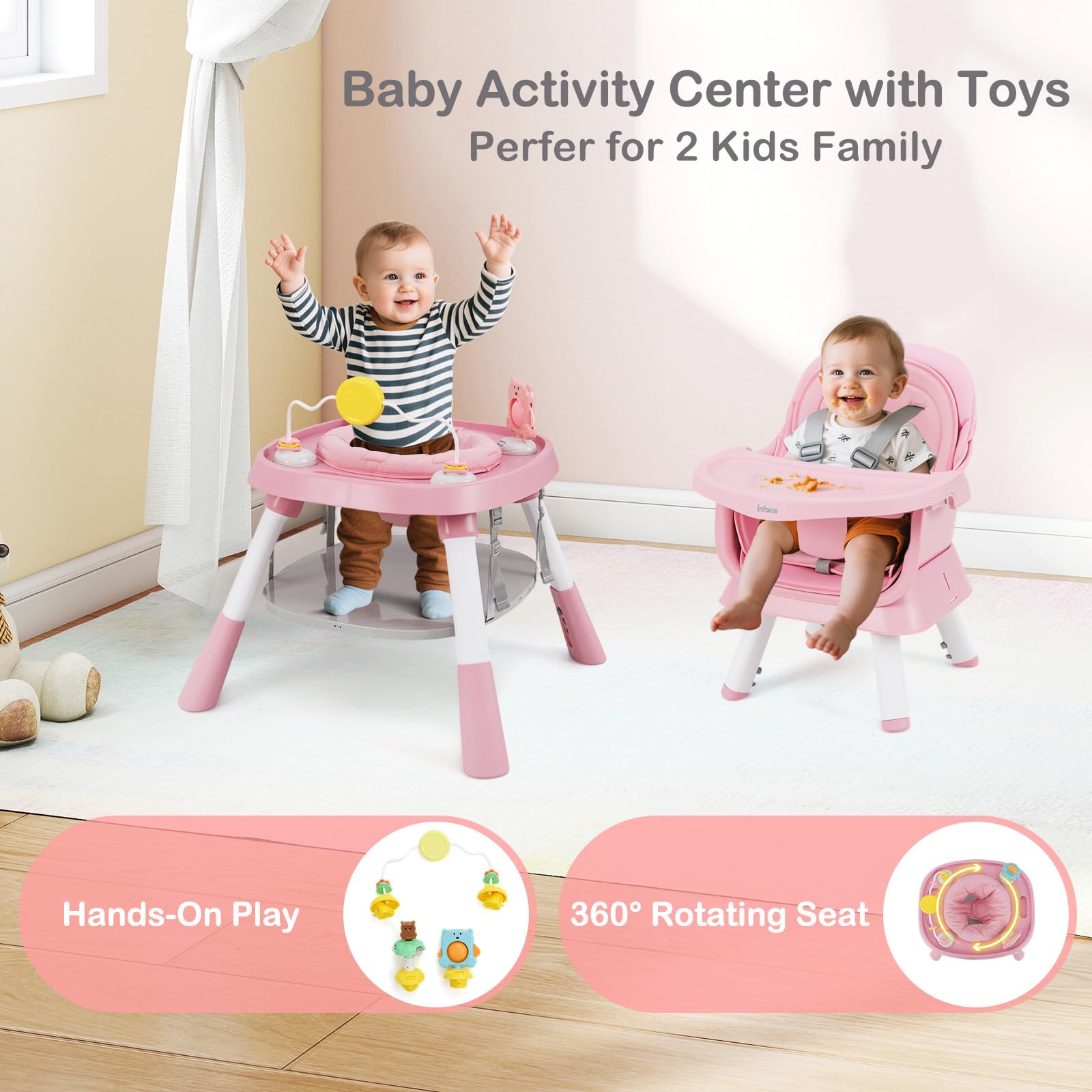 INFANS 9 in 1 High Chair, Convertible Baby Highchair, Table and Chair Set Building Block Infant Dining Booster Seat