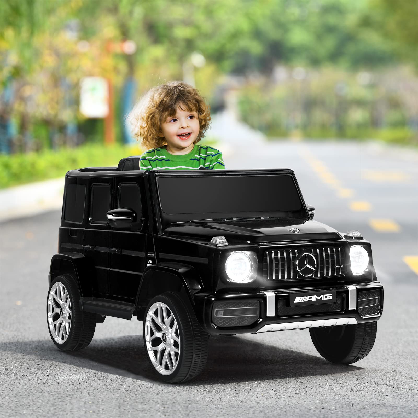 INFANS Licensed Mercedes Benz G63 Kids Ride on Car, 12V Electric Vehicle, Battery Powered for Children Boy Girl