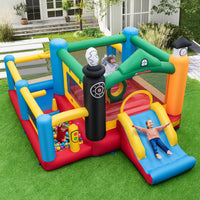 INFANS Inflatable Bounce House, Train Theme Kids Jumping Castle, Inflatable Obstacle Course with 950W Blower