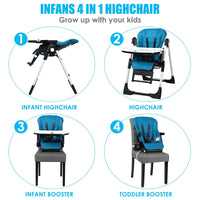 INFANS 4 in 1 High Chair�CBooster Seat, Convertible Highchair, Installation-Free,Simple Fold for Baby, Infant& Toddler
