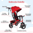 INFANS Kids Tricycle, 4 in 1 Stroll Trike with Adjustable Push Handle, Suitable for 10 Months to 5 Years