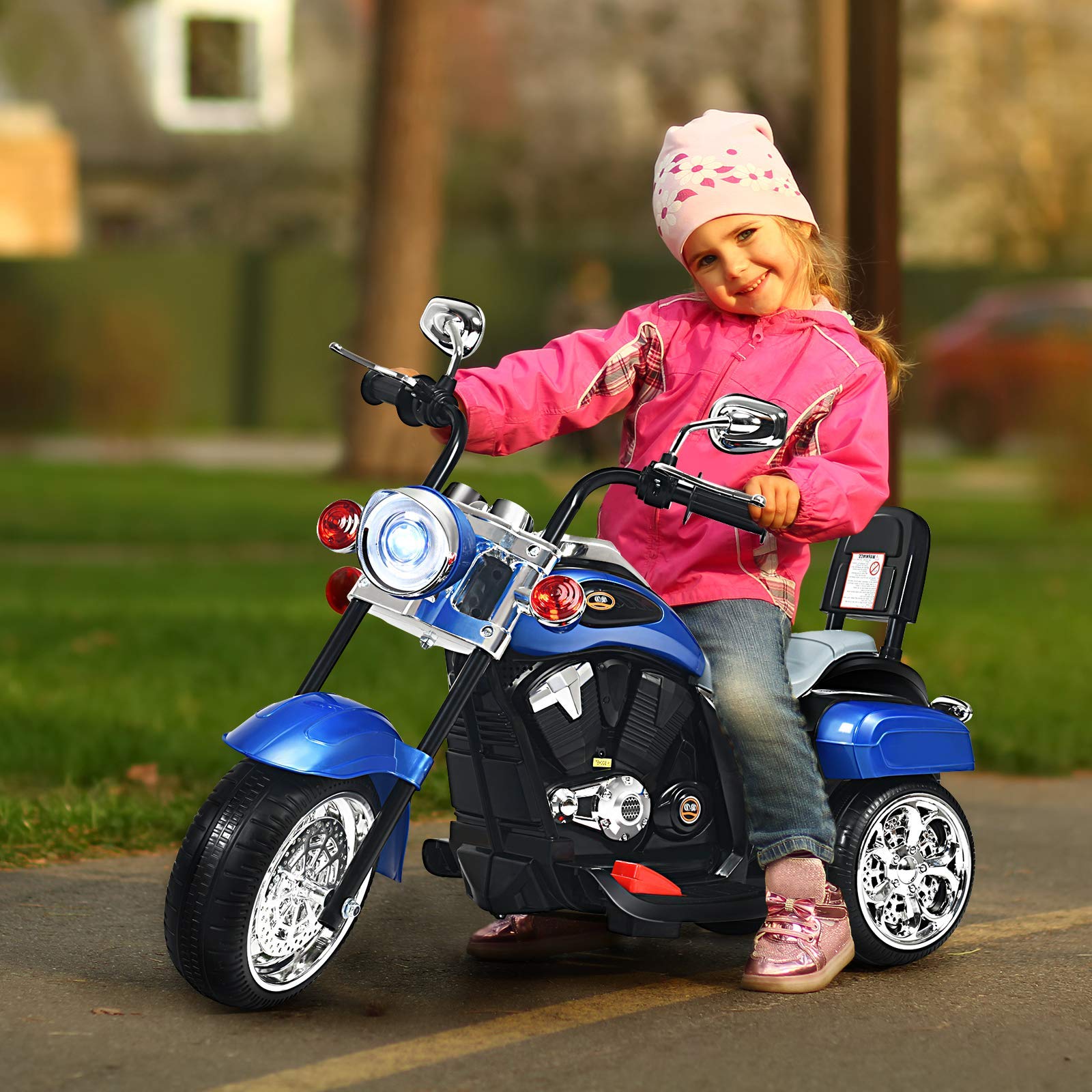 6V Battery Powered Ride on Chopper Motorcycle with 3 Training Wheels