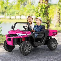 INFANS 2 Seater Ride on UTV, 12V Kids Electric Vehicle Dump Truck, Toddlers Battery Powered Car with Music