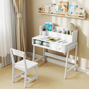 INFANS Table and Chair Set, Toddler Wooden Student Study Desk with Chair Storage Hutch Compartments Drawers
