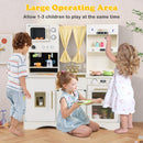 INFANS Kids Kitchen Playset Cooking Toy Kitchen Set with Coffee Machine Stove Removable Sink Microwave Storage Cabinet