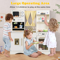 INFANS Kids Kitchen Playset Cooking Toy Kitchen Set with Coffee Machine Stove Removable Sink Microwave Storage Cabinet