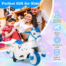 INFANS 2 in 1 Ride on Motorcycle and Horse, Unicorn 6V Battery Powered Ride on Toy with Up & Down Function, Kids Electric Vehicle