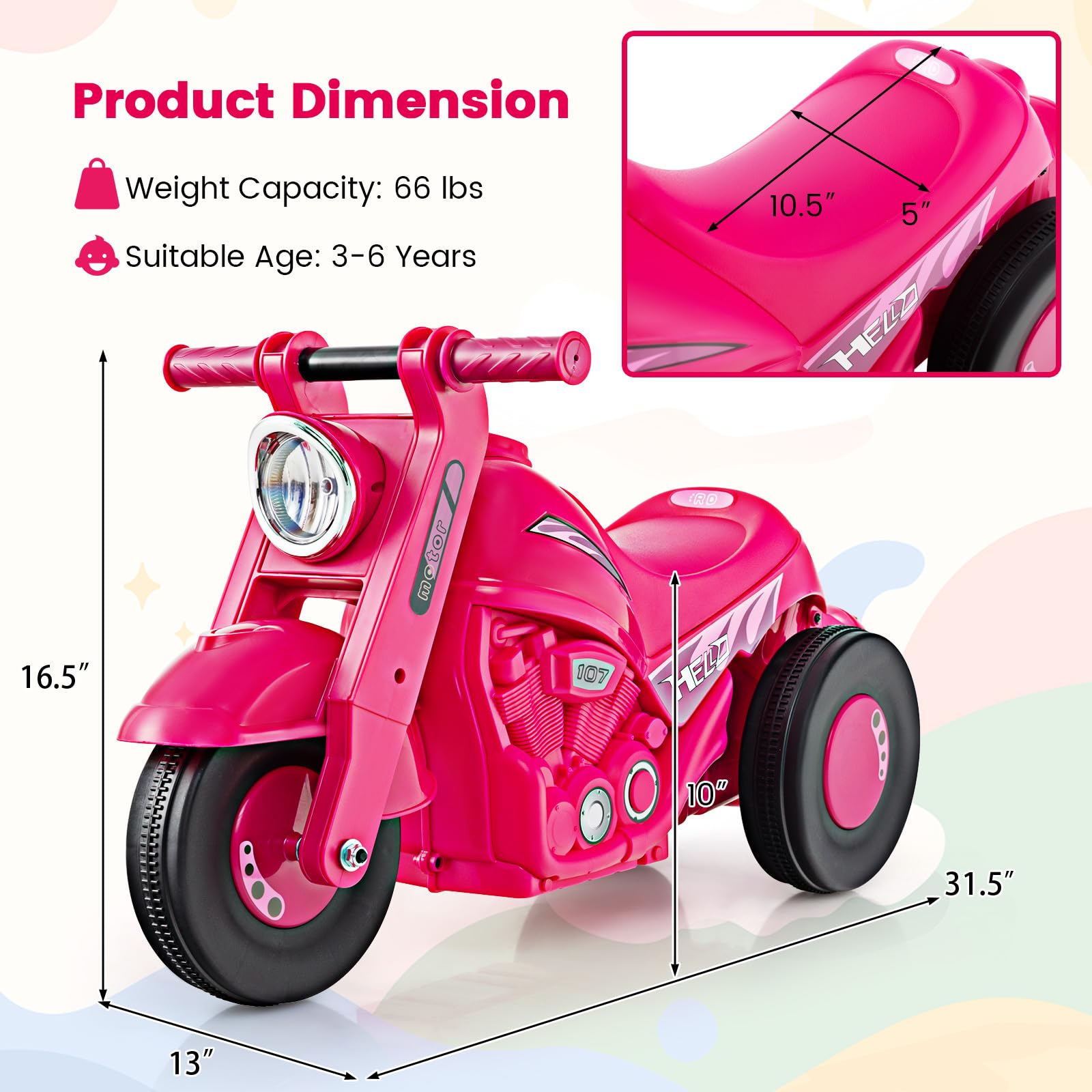 INFANS Ride on Push Car, Foot-to-Floor Sliding Car for Toddlers Kids Motorcycle with Bubble Maker, 3 Wheels Ride on Toys