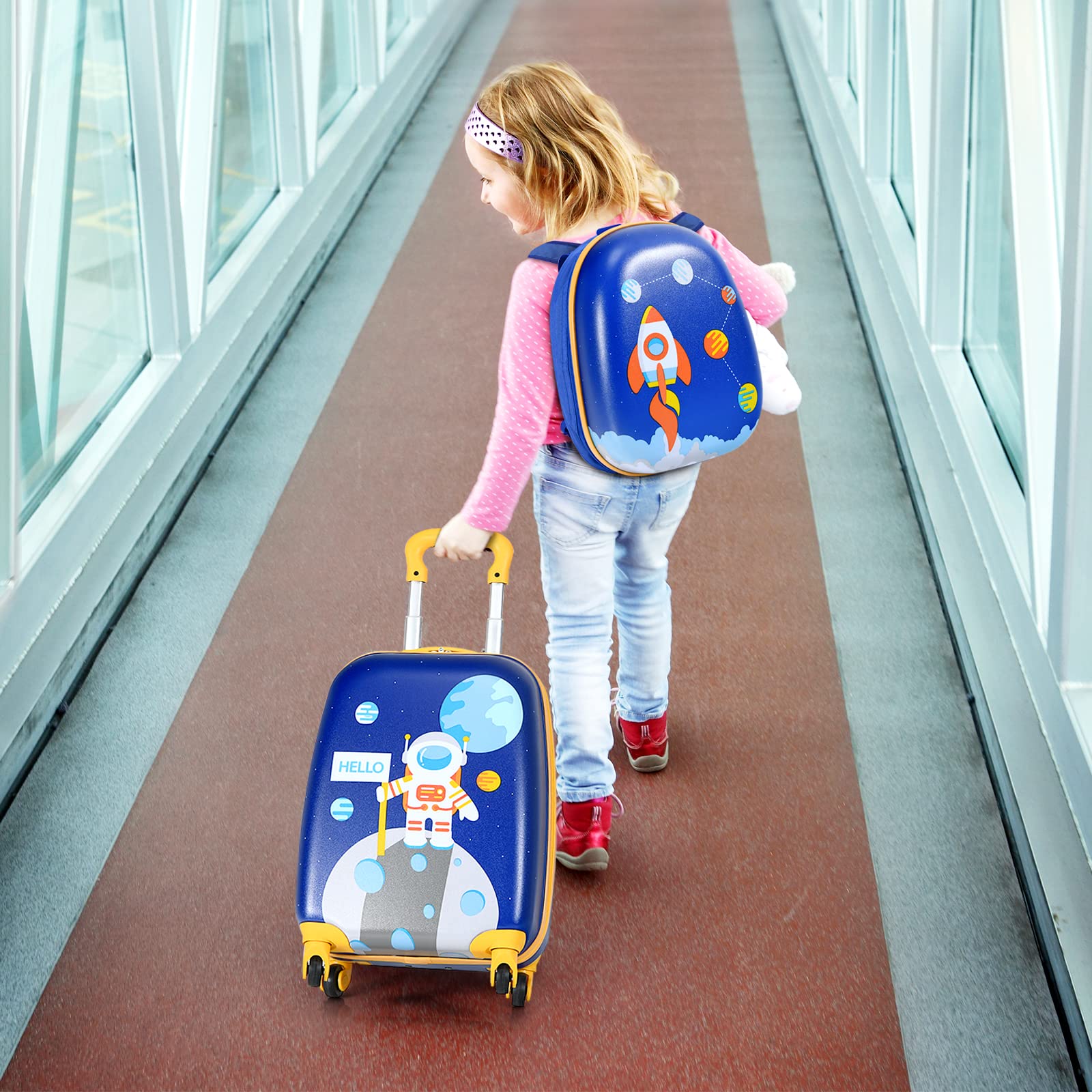 12’’ Travel Backpack and 16’’ Carry on Suitcase with Rolling Spinner Wheels