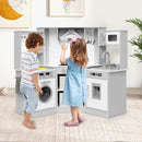 INFANS Corner Kids Kitchen Playset, Toddler Wooden Pretend Cooking Set, Simulation Play Kitchen Toy