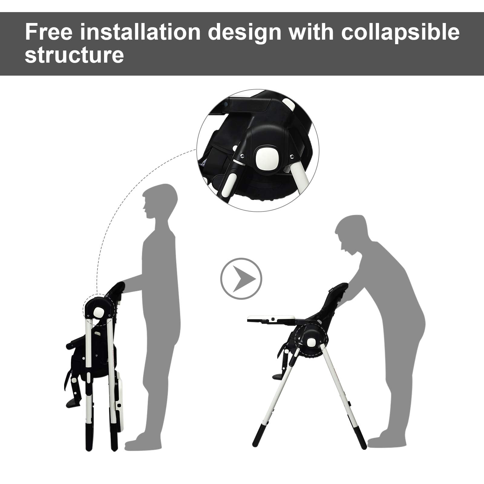 INFANS Foldable High Chair for Babies & Toddlers with Multiple Adjustable Backrest, Footrest and Seat Height