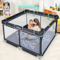 INFANS Baby Playpen, 50’’x50’’ Foldable Large Baby Playard, Indoor Outdoor Kids Activity Center Baby Fence