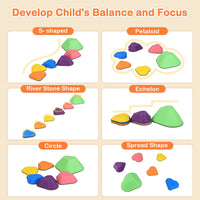 INFANS Balance Stepping Stones for Kids, 6, 11pcs Non-Slip Plastic Balance Stones, Indoor Outdoor Coordination Balance Blocks