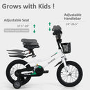 INFANS Kids Bike 12 Inch Toddlers Bike with Training Wheels Basket Adjustable Seat Handbrake and Coaster Brake
