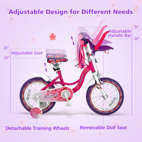 INFANS Kids Bike for Girls, 14 16 Inch Children's Bicycle with Removable Training Wheels and Doll Seat