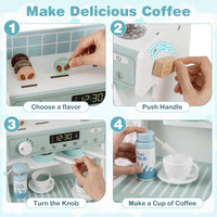 INFANS Kids Kitchen Playset, Toddler Wooden Kitchen Pretend Cooking Toy Set with Coffee Maker