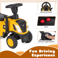 INFANS Licensed Caterpillar Ride on Tractor, Foot to Floor Sliding Truck with Detachable Trailer, Toy Walker for Kids Age 1.5-3