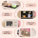 INFANS Kids Kitchen Playset Cooking Toy Kitchen Set with Coffee Machine Stove Removable Sink Microwave Storage Cabinet