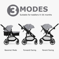 INFANS 2 in 1 Baby Stroller, High Landscape Infant Stroller, Foldable Pushchair
