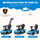 INFANS 3 in 1 Ride on Push Car, Licensed Lamborghini Baby Stroller Sliding Walking Car with Push Handle