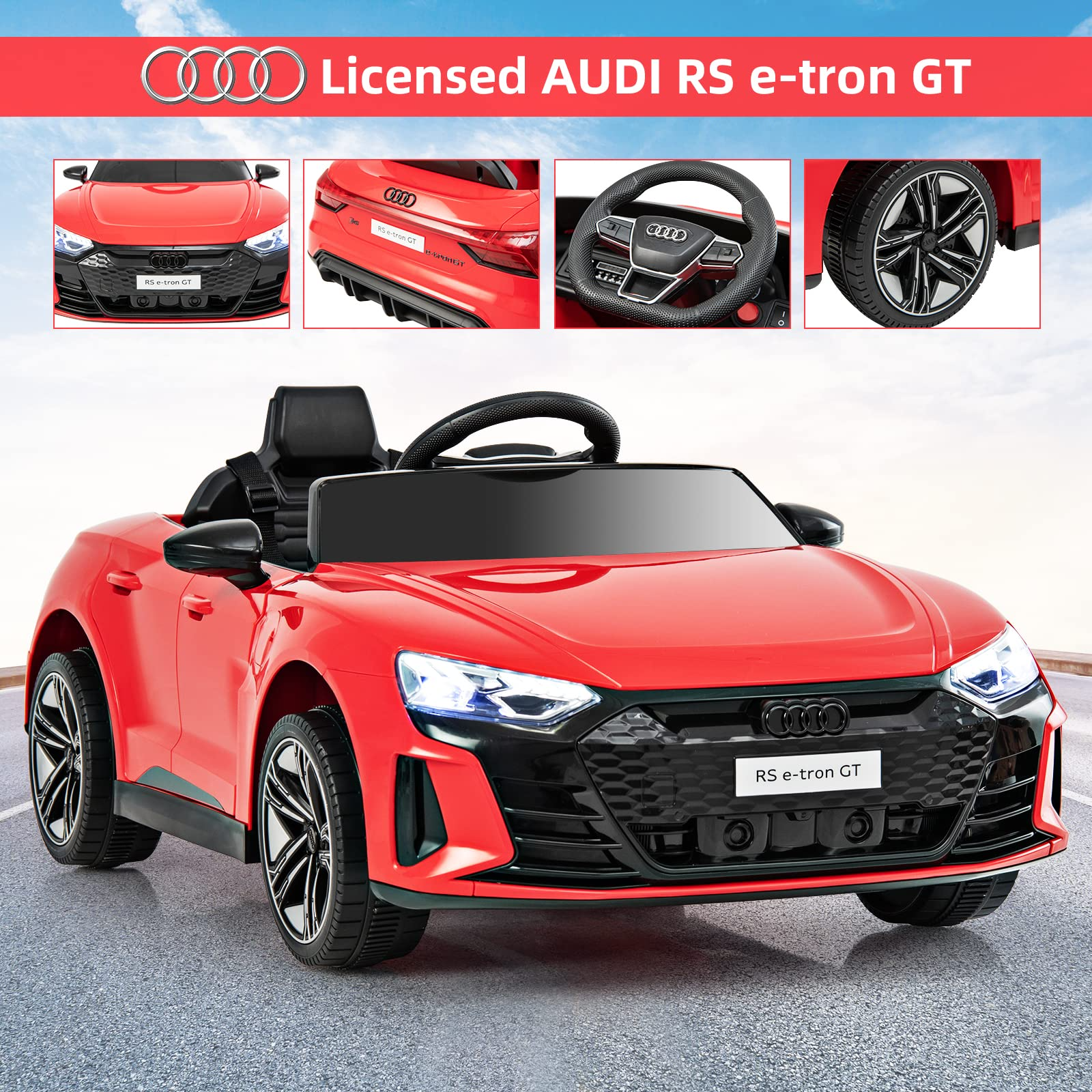INFANS 12V Kids Ride On Car, Licensed Audi RS e-tron GT Electric Vehicle with Remote Control INFANS