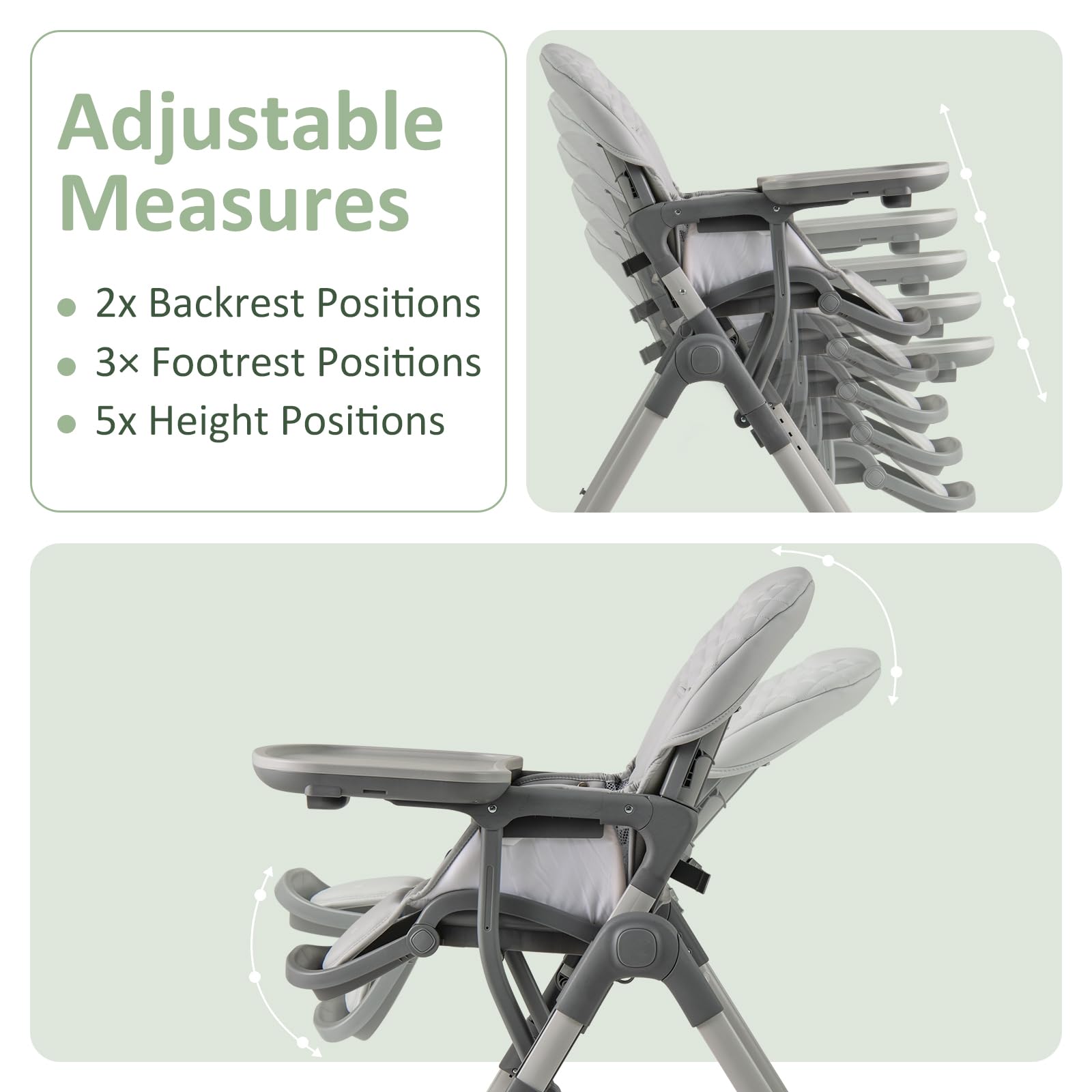INFANS Baby High Chair, Convertible Quick Folding Portable Highchair for Babies with Wheels Removable Tray