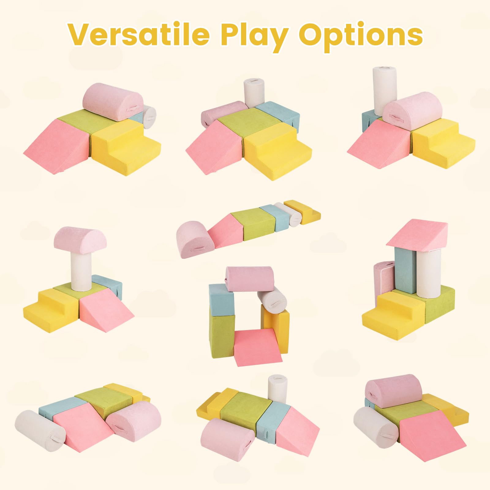 INFANS Climbing Toys for Toddlers, 6pc Kids Climb and Crawl Soft Foam Block Activity Structure Play Set