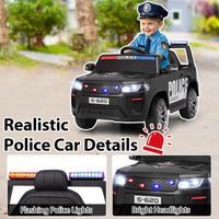 INFANS Ride on Police Car, 12V Kids Battery Powered Electric Vehicle with Siren, Flashing Lights, Bluetooth, Power Display