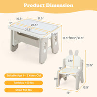 INFANS Kids Table and Chair Set, Activity Table with Magnetic Drawing Board Adjustable Height, Toddler Plastic Furniture Table