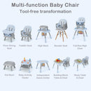 INFANS 9 in 1 High Chair, Convertible Baby Highchair, Table and Chair Set Building Block Infant Dining Booster Seat