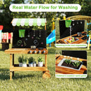 INFANS Outdoor Play Kitchen with Drawing Board Wooden Kids Kitchen Playset Gift