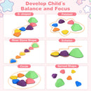 INFANS Balance Stepping Stones for Kids, 6, 11pcs Non-Slip Plastic Balance Stones, Indoor Outdoor Coordination Balance Blocks
