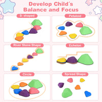 INFANS Balance Stepping Stones for Kids, 6, 11pcs Non-Slip Plastic Balance Stones, Indoor Outdoor Coordination Balance Blocks