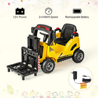 INFANS Ride on Forklift, 12V Kids Electric Vehicle Construction Truck with Liftable Fork and Pallet, Toddlers Battery Powered Car