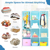 INFANS Children Wardrobe, Cute for Kids Bedroom Nursery Armoire with 12 Cube, Kid Clothes Storage Organizer
