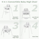 INFANS 4 in 1 Baby High Chair, Convertible Highchair for Babies and Toddlers, Infant Feeding Highchairs with Removable Tray Adjustable Footrest