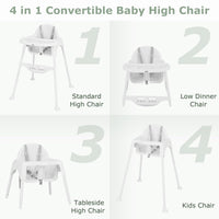 INFANS 4 in 1 Baby High Chair, Convertible Highchair for Babies and Toddlers, Infant Feeding Highchairs with Removable Tray Adjustable Footrest