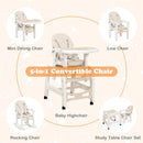 INFANS 5 in 1 Baby High Chair, Convertible Toddler Table Chair Set, Rocking Chair, Multi-Function Seat with Lockable Universal Wheels