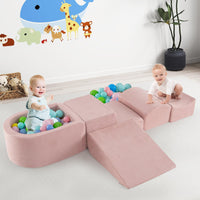 INFANS Climbing Toys for Toddlers, Foam Climbing Blocks and Ball Pit for Baby, 5pc Kids Climb and Crawl Block Activity Play Set