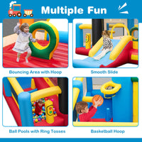 INFANS Inflatable Bounce House, Train Theme Kids Jumping Castle, Inflatable Obstacle Course with 950W Blower
