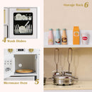 INFANS Kids Kitchen Playset, Toddler Wooden Pretend Cooking Toy Set with Acrylic Drawing Board Ice Machine Dishwasher